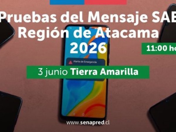 Se realizará prueba del Sistema de Alerta Temprana (SAE) este miércoles en Tierra Amarilla